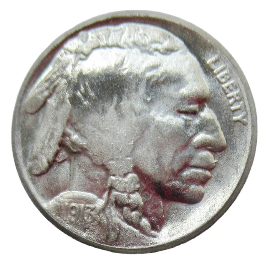 Replica 1913 P/D/S In Recess Buffalo Five Cents Non Magnetic Custom Metal Coins