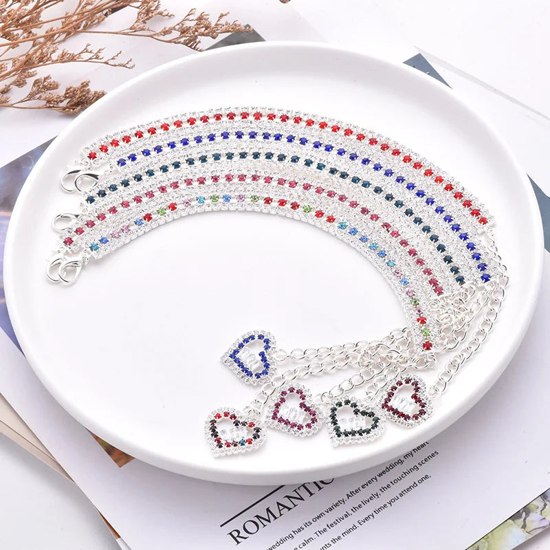 Bling Fashion Luxury Rhinestones Pet Paw Heart Dog Mom Jewelry Beads for Women