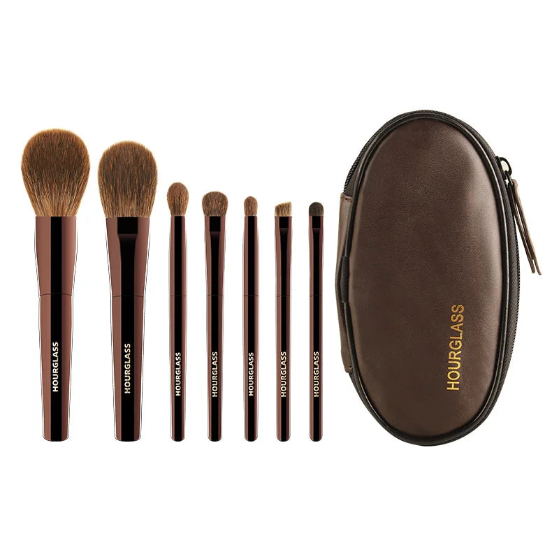 Hourglass Professional Travel Makeup Brush Set Portable 7pcs High Quality Animal Hair Makeup Brushes Powder Blush Concealer