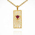 Milskye Fashion Jewelry 18k Gold Plated 925 Sterling Silver Heart Shaped Ruby Rectangle Pendant Necklace