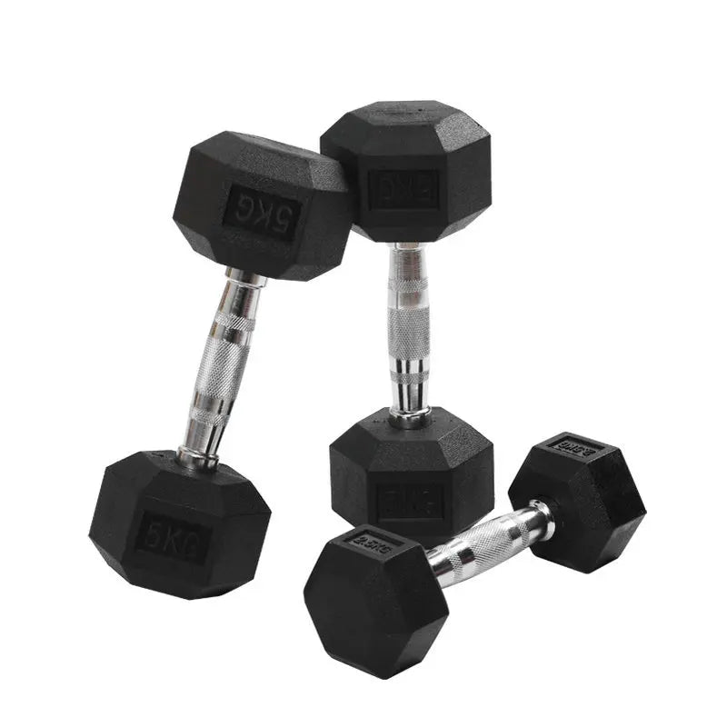 Men Body Building Fitness Equipment Rubber Hex Dumbbell Cast Iron Fitness Eqexercise Fitness Bikebber Dumbell/rubber Black Color