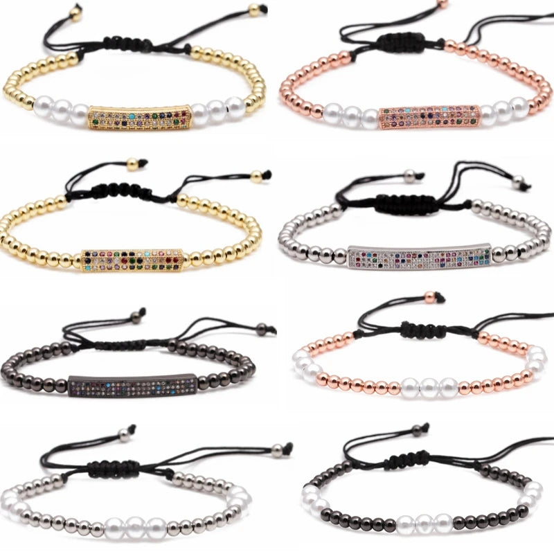 Fashion Gold Bracelet Women Designer Jewelry New Peal Brass Beads Bling Adjustable Charms for Diy Bracelets