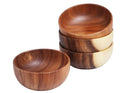 Handmade Round Acacia Wood Bowl Solid Hardwood Custom Logo for Dinnerware-for Appitizer Soup Fruit Salad