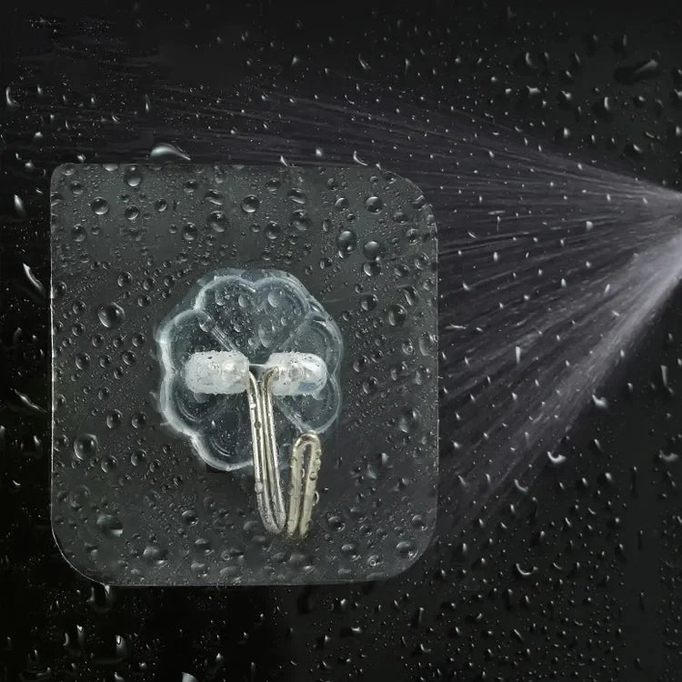 Adhesive Plastic Solid Stainless Steel Transparent Wall Flat Mounted Sticky Hanging Hook