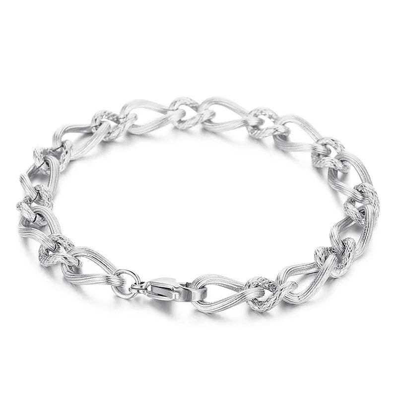 KALEN 190mm Fashion Gold/Silver Color Stainless Steel Twisted Links Bracelet