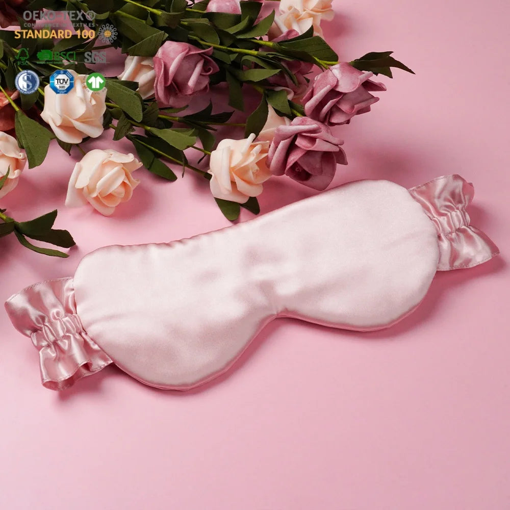 New Design 100% Mulberry Silk Eye Mask With Fungus Edge for Travel and Sleep