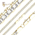 2mm+ FJ Fallon Fashion Jewelry Bismarck Weaving Double Link Chain Plated 14K Gold Two Tone Brass Based Split