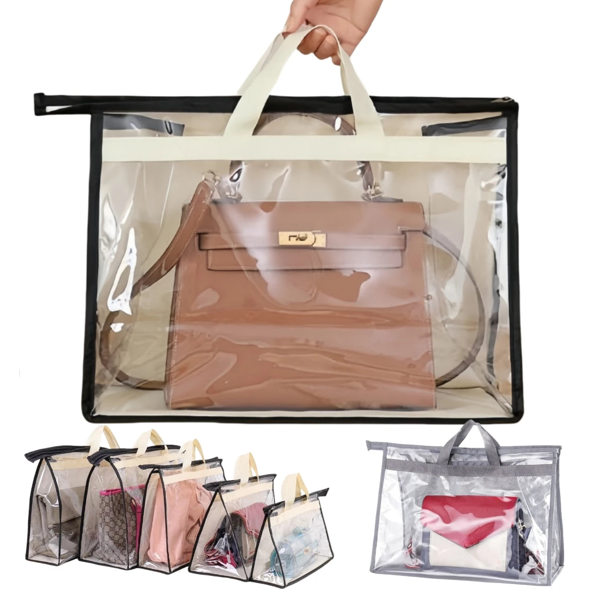 PVC Foldable Handbag Dust Bags Storage Organizer for Closet Zipper Hanging Storage Bag for Handbags Storage Box Storage Box