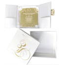 Laser Cut Acrylic Wedding Invitation Card Printing Silk Wedding Invitation Box with Buckle and Fabric Hardcover Invitation Cards