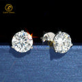 Custom High-End 1ct Moissanite Diamond Stud Earrings 6.5mm 18K Solid Gold Three Prongs Setting Fine Jewelry for Women