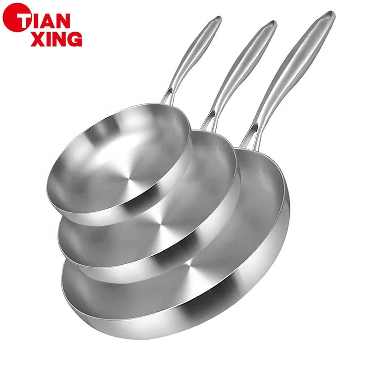 Tianxing Manufacturer Wholesale 8.6-11inch Non Stick Cooking Pan Tri-ply Stainless Steel Skillet Induction Nonstick Frying Pan