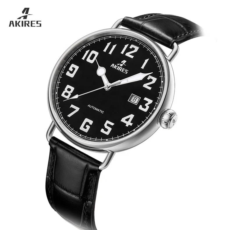 Luminous Numbers 3 Hands Automatic Movement Stainless Steel Sapphire Crystal Customized Brand Mechanical Watch for Men