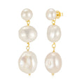 Gemnel Handmade Gold Vermeil Freshwater Pearl Chain Baroque Long Earrings Women