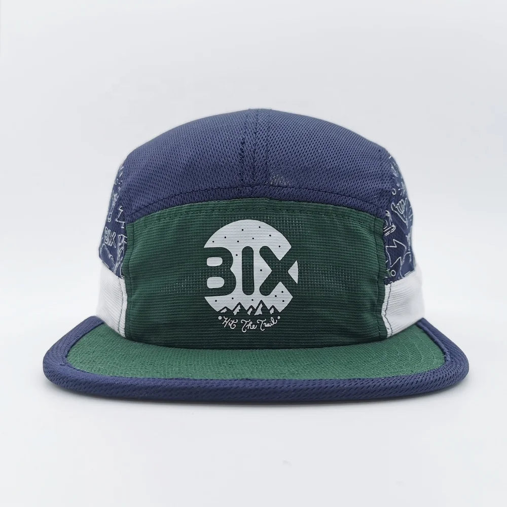 Quick Dry Colorblock Flat Brim 5 Panel Snapback Cap Hat Lightweight 5 Panel Camp Running Hat Men Women Sports Baseball Caps