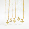 Joolim 18K PVD Gold Plated Waterproof Dainty Moon Umbrella Heart Zirconia Pendant Stainless Steel Necklace Fashion Jewelry
