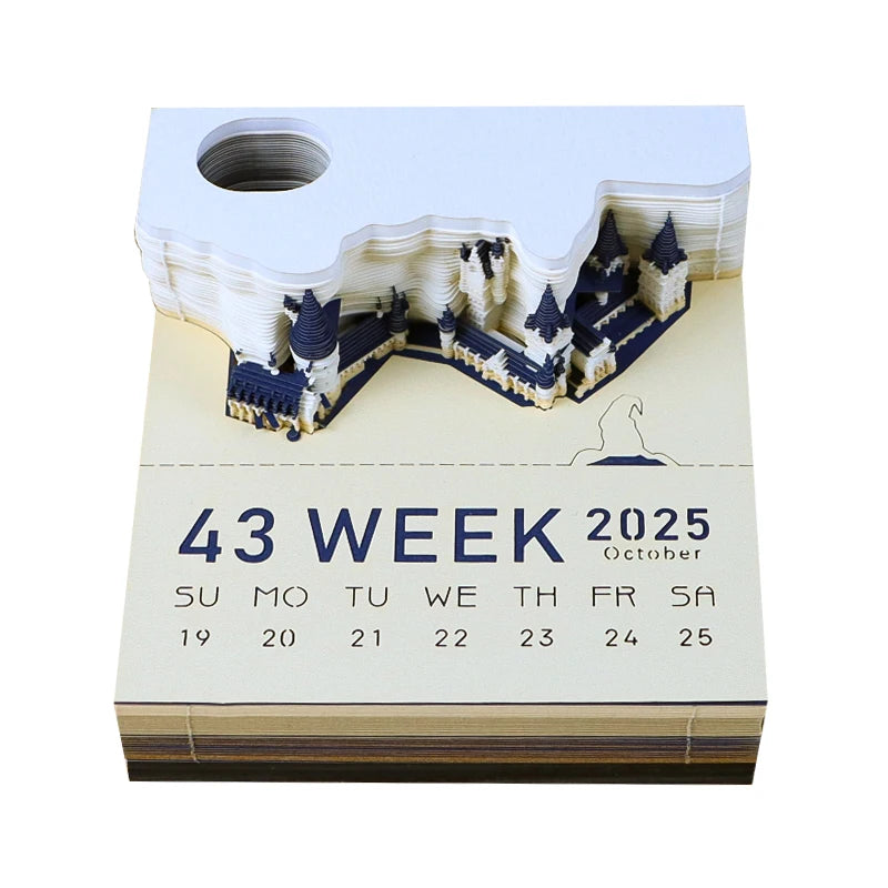 3D Memo Pad Custom Magic Calendar 2025 Hary Potter Castle Cake Panda Flamingo Santorini Sticky Note Paper Notepad Gift Items