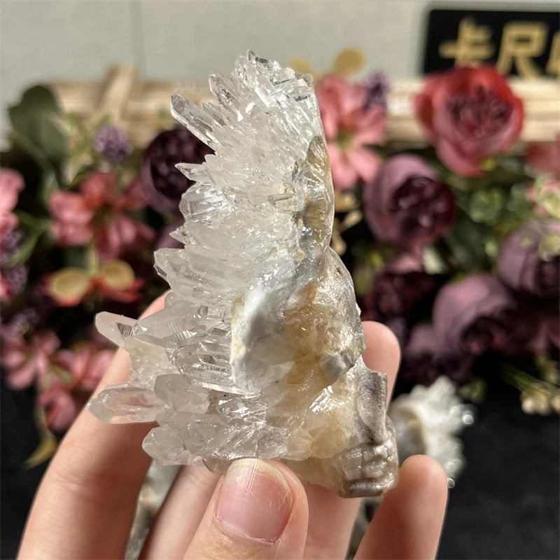 Clear Quartz Cluster Skulls Hand Carved Crysta Cluster Skulls   for Healing