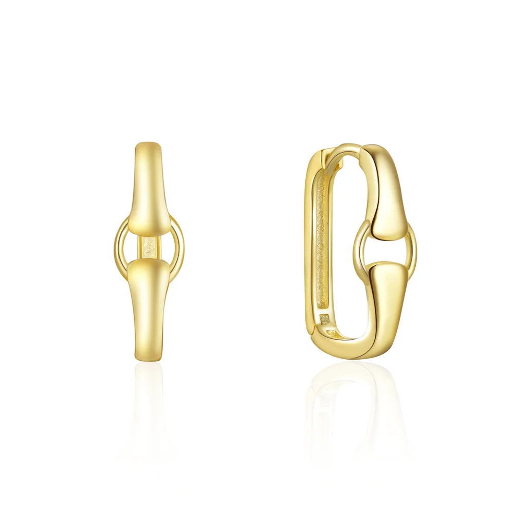 Fashion Jewelry 925 Sterling Silver Earrings Geometric Rectangle square Round Gold Plated Hook Hoop Earrings Women Luxury