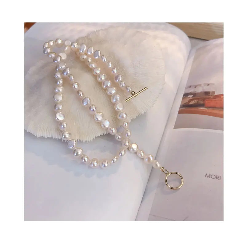 6-7mm White Natural Baroque Freshwater Pearl Choker Necklace