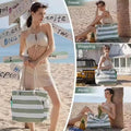 Strong Quality Solid Color Summer Beach Tote Canvas Organic Lightweight Bag Large Capacity Holiday Zipper Rope Handles for Women