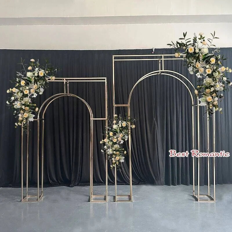Golden Metal Wedding Arch Backdrop Stand Wedding Props Events Decoration  Flower Background for Wedding & Event Decorations