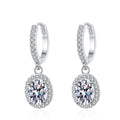 D Color 2ct Wholesale Manufacturers Women Platinum Plated 925 Sterling Silver Oval Moissanite Diamond Ear Clip Hoop Earrings