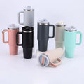 Custom Logo 40 oz Stainless Steel Vacuum Insulated Travel Mug Teacup Accessories with Straw Handle for Coffee Tea Teal Color