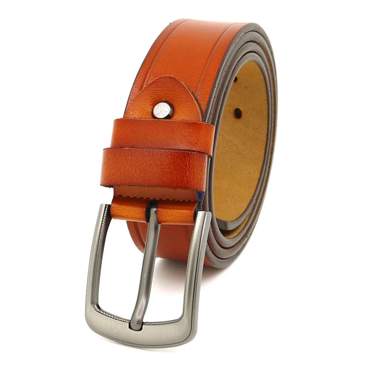 Vintage Casual Men Belt Alloy Pin Buckle Genuine Cow Leather Belts for Man Belt Cowhide
