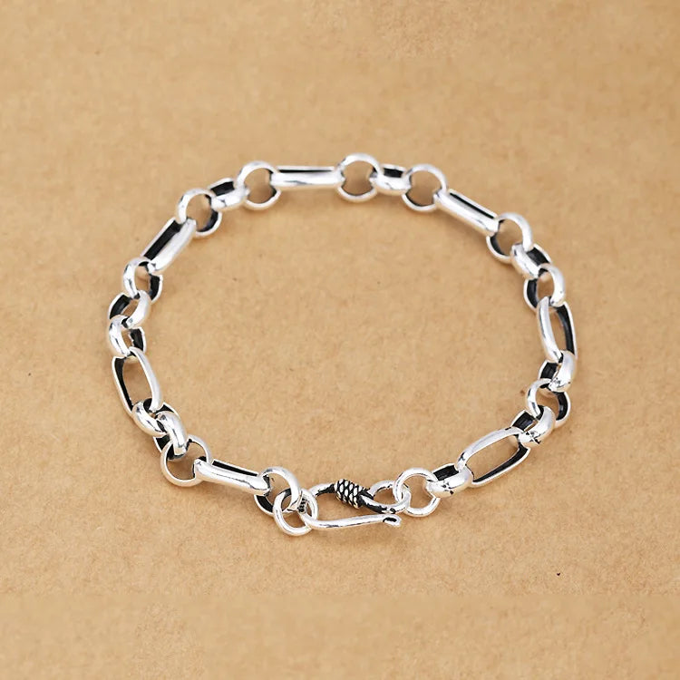 Wholesale Fashionable Pretty Simple Design National S925 Sterling Silver Chain Simple Bracelets for Men and Women