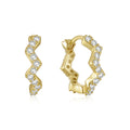 NEW Fashion 925 Sterling Silver Earrings Single Row Wave Shaped Zircon Gold Plated Ear Buckle Hoop Earrings Women