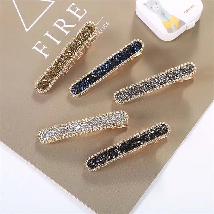 Wholesale Custom Women Korean Fashion Hair Accessories Hairpin Elegant Rectangle Crystal Hair Clips for Girls