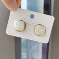 S925 Silver Needle South Korea New Marble Crack Metal Ear Clip Simple Square Earrings