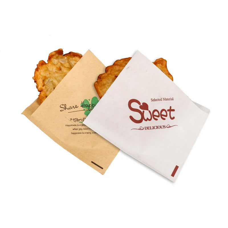 Disposable Double Opening Take-out Greaseproof Sandwich Bread Burger Wrapping Paper Bag