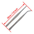 20cm 7.9 Inch Stainless Steel Straight Blunt Tweezers Serrated Tip Daily Garden Tool Plant Curved Tweezers