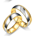 18k Gold Plated Diamond Promise Rings Stainless Steel Engagement Rings High Polished Zircon Couple Rings