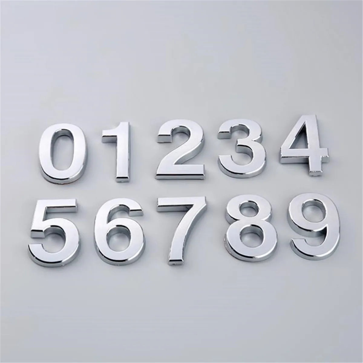 Silver Numbers Plastic Modern Plaque Number Digits Door Hotel House Plate Sign Sticker