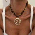 Vintage Spiral Pendant Leopard Print Choker Necklaces for Women Trendy Lady Street Wear Accessories in Neck Fashion Jewelry Gift