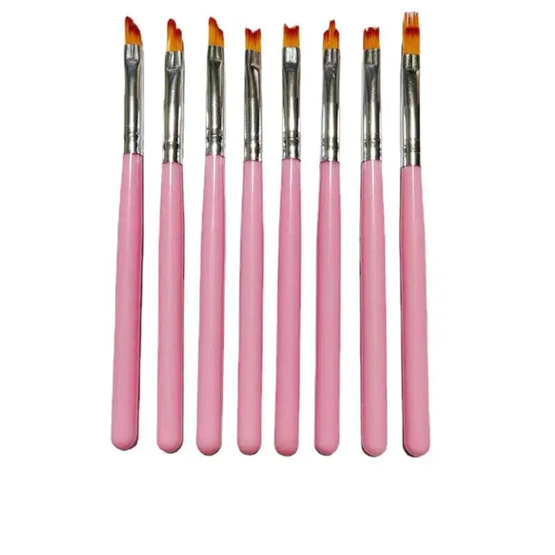 NAB001 8pcs/set Nail Art Polish Pen Painting Nylon Bristles Metal Handle Smile Half Moon Shape Drawing for Creative Nail Design