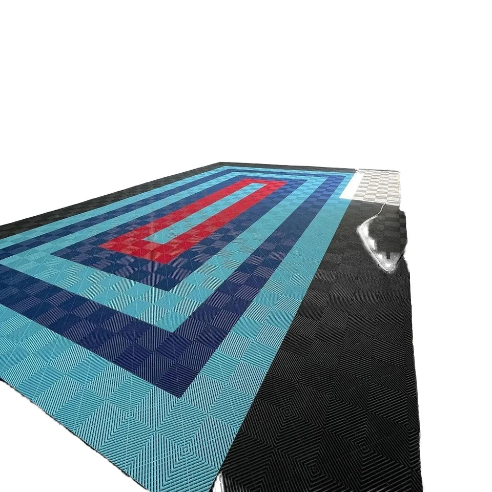 Auto Detailing Floor Tiles Modern Design PP Material Plastic Garage Flooring Vinyl for Car Wash Villa Project Graphic Solution