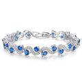 Popular Round Cubic Zirconia Paved Party Wedding Blue Tennis Bracelets for Women Luxury Jewelry Accessories