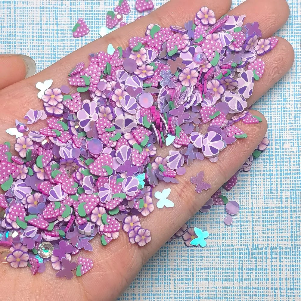 500g Polymer Hot Soft Clay Slices Grape Seashells Flowers Kiwi Clay Fruits Sprinkles Nail Art Klei Mud Particles Slime Fillings