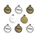 Antique Silver Color Metal Alloy Round Alphabet Peace Charms Pendants Diy Jewelry Accessories 17*13mm S224