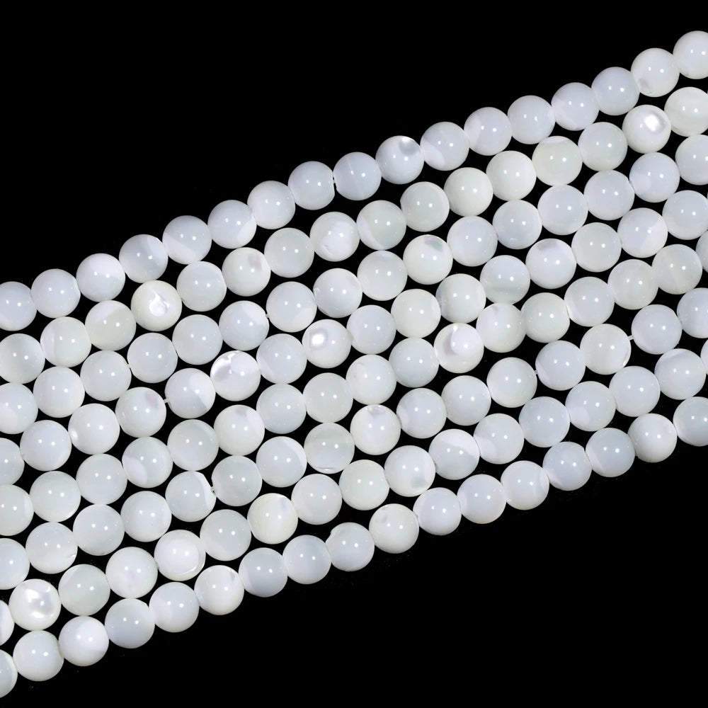 Natural Trochus Shell Beads 4-12mm Round Loose Natural White Mother of Pearl Shell Beads for Jewelry Making