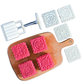 DIY Hand Pressure Flower Decoration Tools for Baking Large Square 100g Plastic Cookie Stamps Mooncake Press Mold