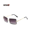 Kenbo Eyewear High Quality Metal Gradient Vintage Small Rectangle Rimless Sunglasses for Women