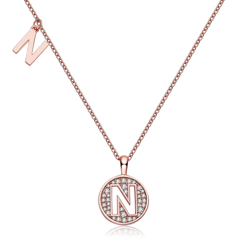 OZM Abiding Fine Jewelry the Letter N 925 Sterling Silver Moissanite Custom Stone Women Necklace With Letter Pendant