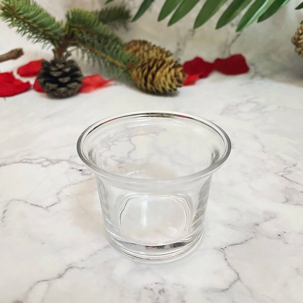 Customizable Logo Glass Tea Light Candle Holders Round Table Set for Small Home Decoration for Christmas Parties