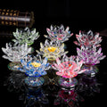 New Gifts K9 Glass Crystal Lotus Flower Wedding Gifts Candle Holders Feng Shui Crafts Glass Lotus