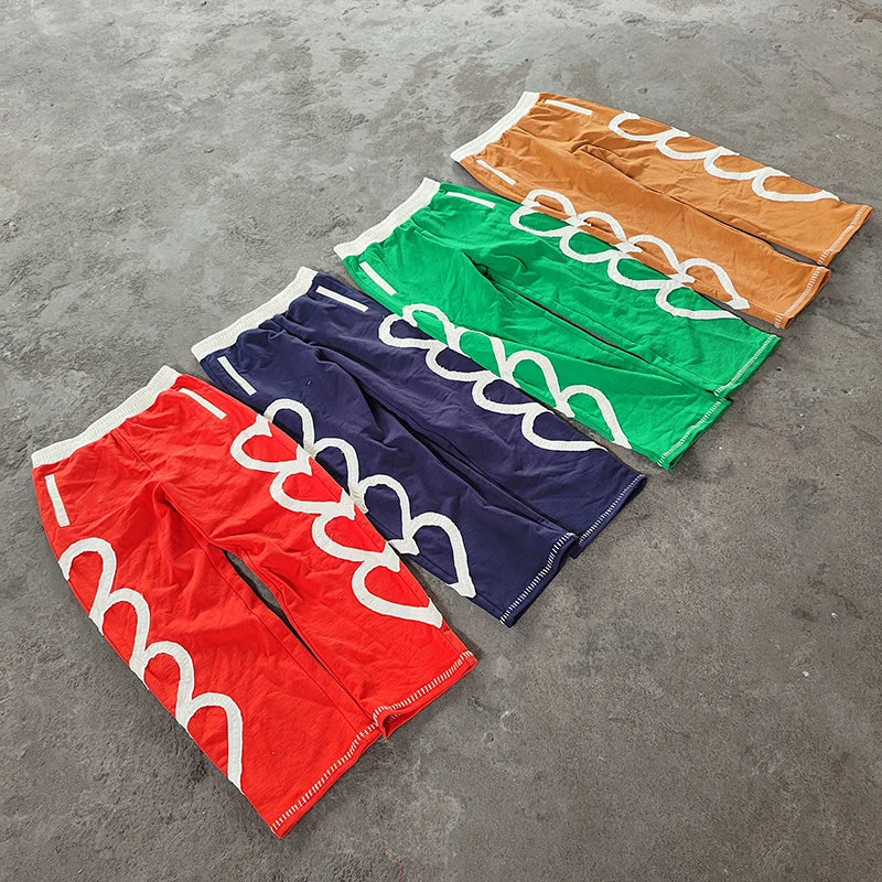 YSJY Clothing Manufacturers Custom  Oversized Sweatpants Custom Patch Embroidery Sweatpants Retro Acid Wash Men's Trousers