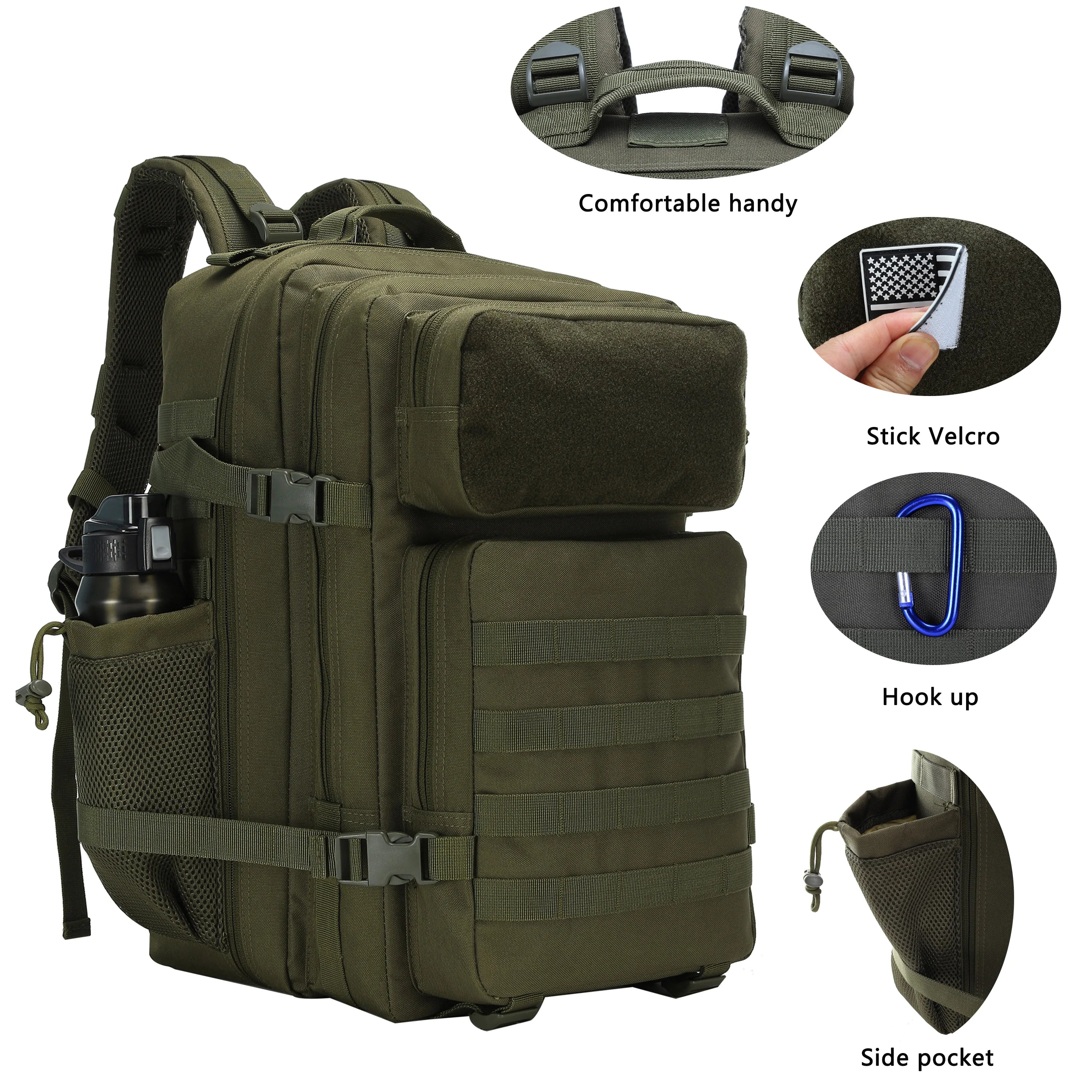 LUPU 45 Litre Tactical Backpack Fast Delivery Water Resistant 3 Days Assault Bag Zipper Closure Fashion Polyester for Camping